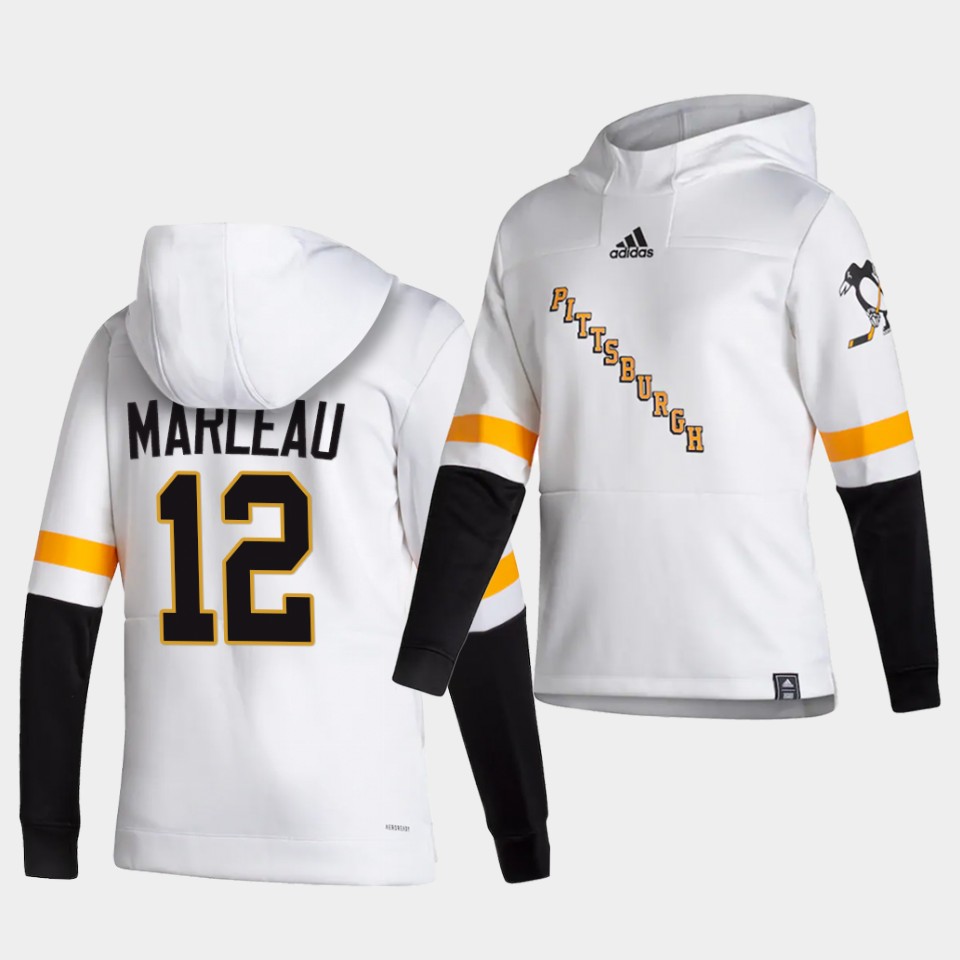 Men Pittsburgh Penguins #12 Marleau White  NHL 2021 Adidas Pullover Hoodie Jersey->->NHL Jersey